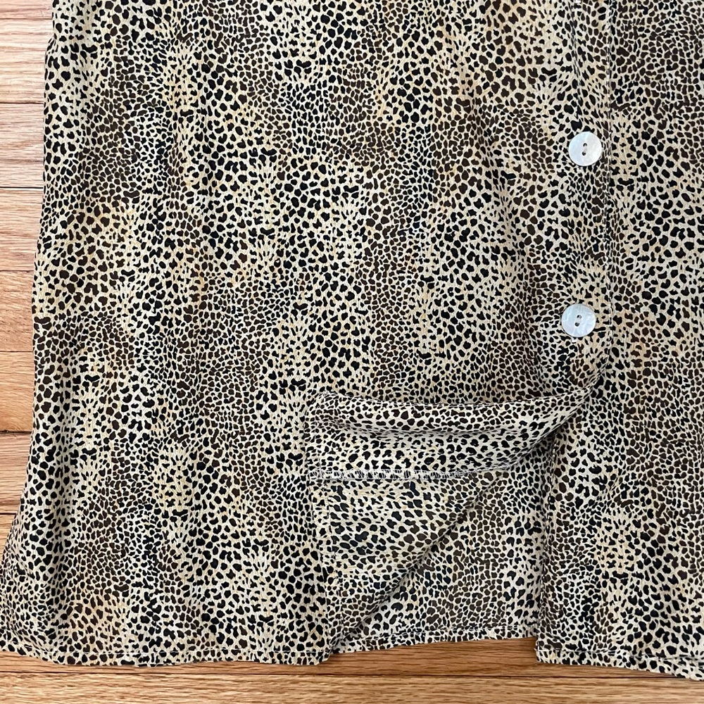Silk Leopard Print Casual Button-Down - image 3